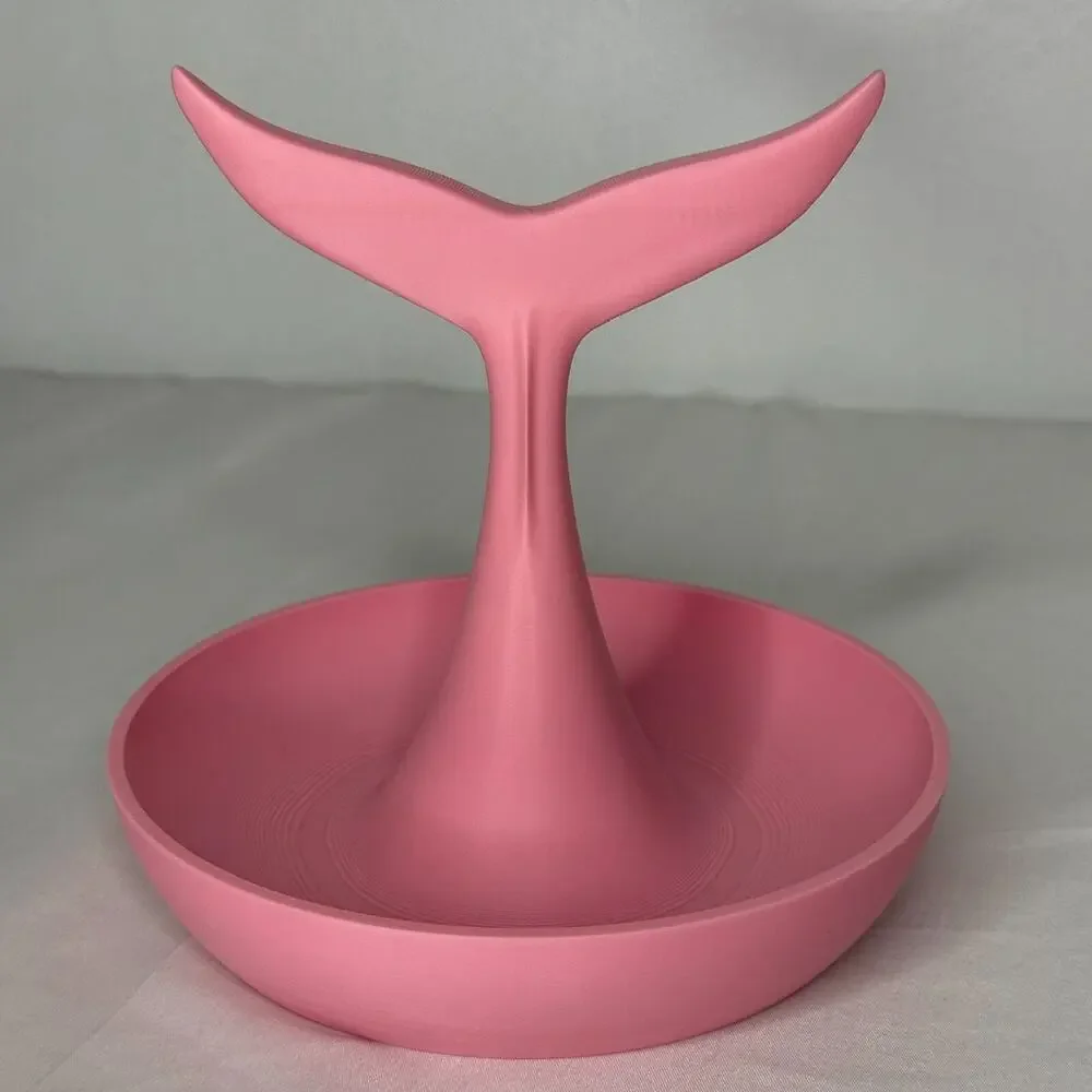 Pink Whale Tail Jewelry Ring Dish Stand Coastal Mermaid Bathroom 6